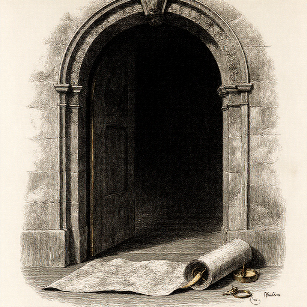 Engraved threshold and studio bench